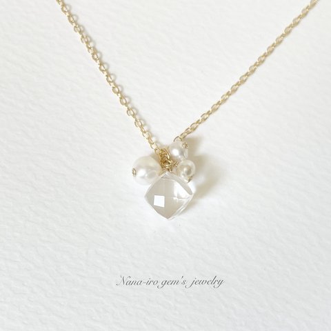 ＊再販＊14kgf crystal× pearl necklace