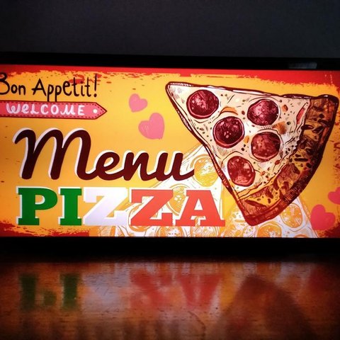 ピザ パスタ イタリアン メニュー PIZZA 看板 置物 雑貨★LED2wayライトBOX