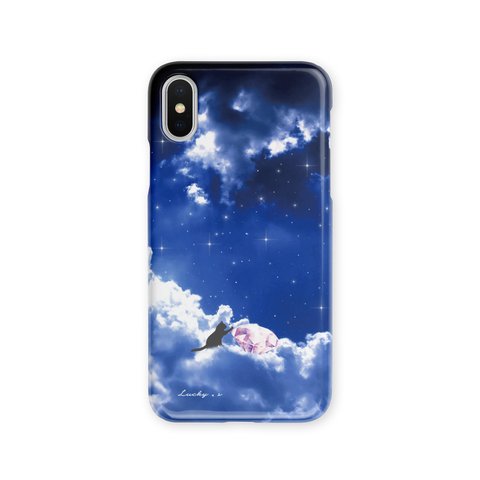 雲の上の宝石と猫　スマホケース 星 