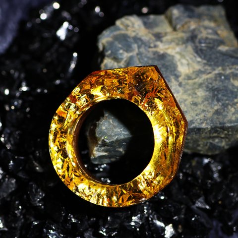 【送料無料】Wood Resin Ring/Gold ～ウッドレジンリング～