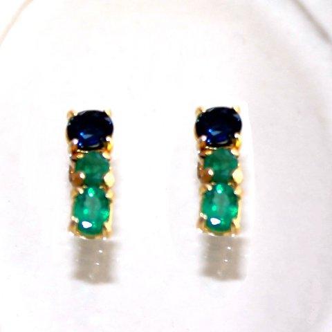 - double - Spphire & Emerald & Earrings/Pierce