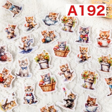 A192☆海外製☆ミニシール♡Naughty Cat♡ステッカー