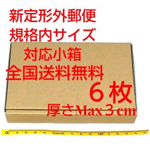 送料無料 定形外郵便用小型ダンボール６枚：厚さMAX3cm定形外郵便規格内サイズ