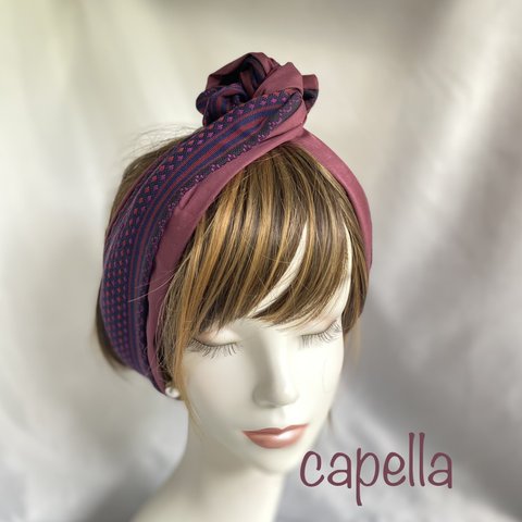 🌟capella🌟秋色ワイヤーターバン（小豆色と藍色）•*¨*•.¸¸♪大人のターバン　capellaオリジナル