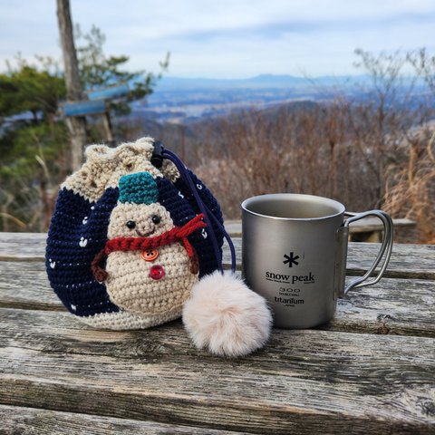 ☃️雪だるま巾着(ネイビー)❄️