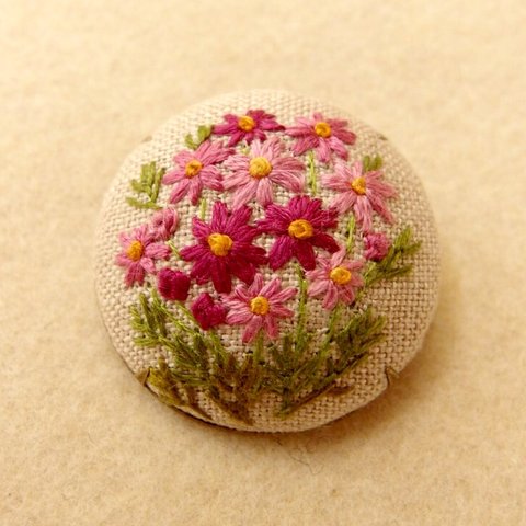 秋の花 コスモス刺繍ブローチ