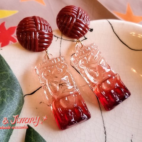 🍸Cocktail TIKI ピアス・イヤリング earrings🍸【チェリーフィズ】