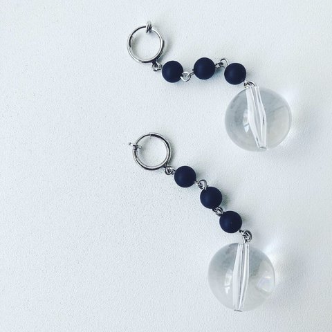 monochrome02 イヤリング  ピアス  ノンホールピアス ハンドメイド アクセサリー ファッション  handmade simple シンプル  ナチュラル シルバー 