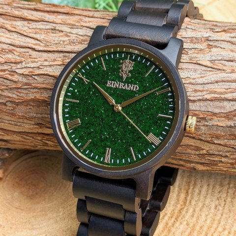 【木製腕時計】EINBAND Reise グリーンサンドストーン × Sandal Wood 木の時計【40mm】