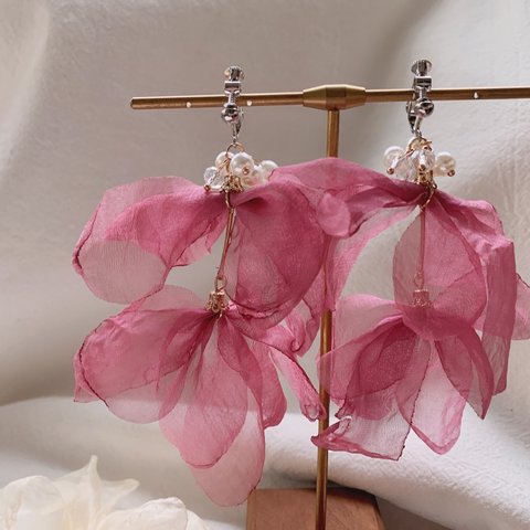 2pcs)0899)シフォンタッセル)pink#2v