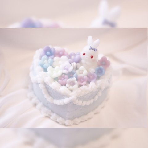 キャンドル♡花咲くハートケーキ