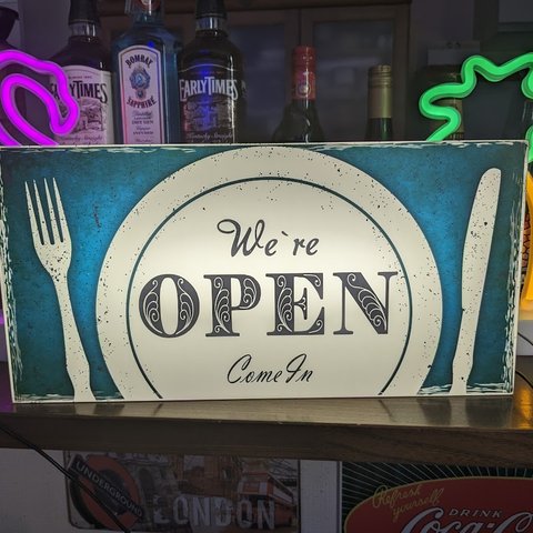 【Lサイズ】OPEN オープン 開店 フレンチ イタリアン 洋食 カジュアル レストラン 喫茶店 カフェ バー 店舗 屋台 キッチンカー パーティー イベント 看板 置物 雑貨 ライトBOX