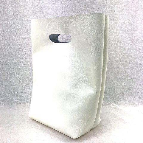 本革 シンプル ハンドバッグ オフホワイト Simple Leather hand bag off-white