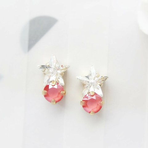 Star bijou earring／pierce（クリスタル＊ライトコーラル）*3352*