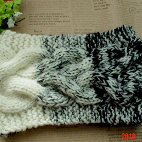 ☆彡モノトーンgradationの大きな畝模様のCowl Neck Warmer 