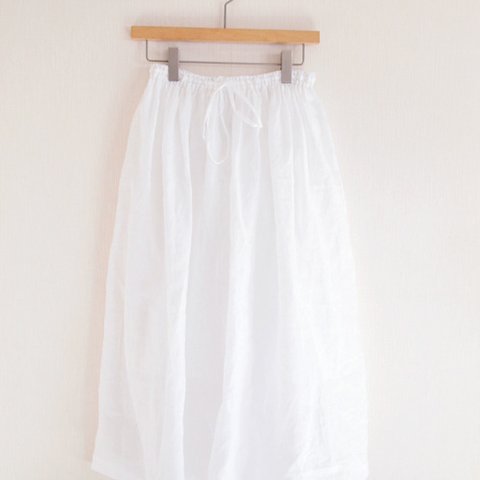 white Linen long skirt 