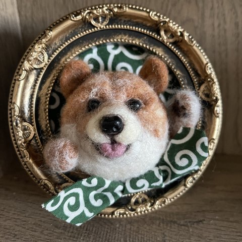 羊毛フェルト　フレームドッグ　柴犬