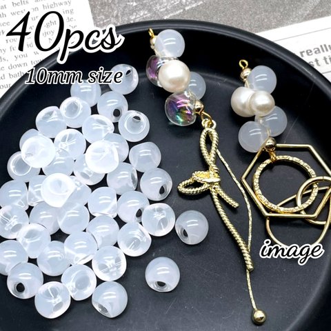 【brsr6610acrc】【10ｍｍ】【40pcs】white acrylic beads