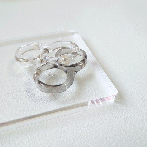 double ring "8" / clear × pearl