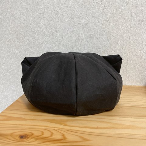 選べる/ねこ耳ベレー帽　ブラック【サイズ展開　受注生産】ベレー帽　ハロウィン　ねこ　猫耳