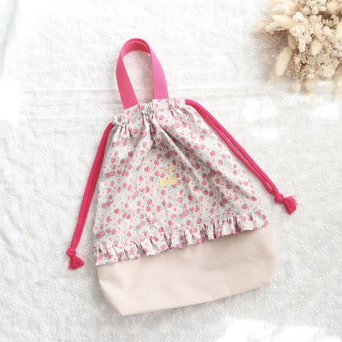 リバティ プリント使用🍒☆ °   アシュテッド   11P  体操服入れ 大きめ巾着袋   入園入学グッズ 