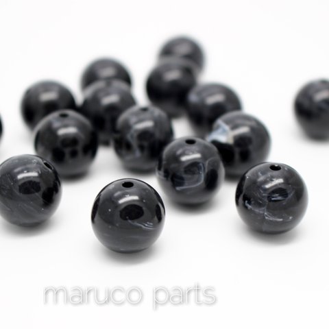 【14mm＊丸玉＊両穴＊10個】【7#ブラック】べっ甲調ヴィンテージ風＊ラウンド大玉◎beads-156-c7-m