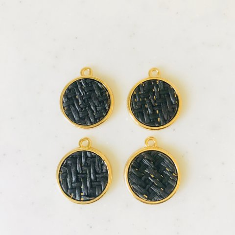 Rattan Black Coin Pendant Tops