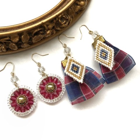 【特集掲載】【happy bag 2点set】beads earrings（burgundy）