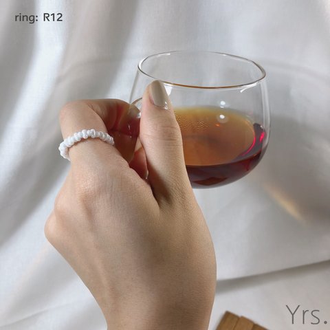 R12 / ring / beads / white / simple --- シンプルなホワイトのビーズリング