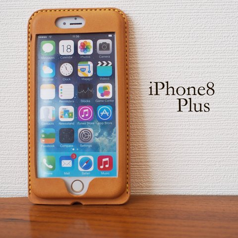 iPhone8Plus カバー　ケース　【選べる革とステッチ】【名入れ可】