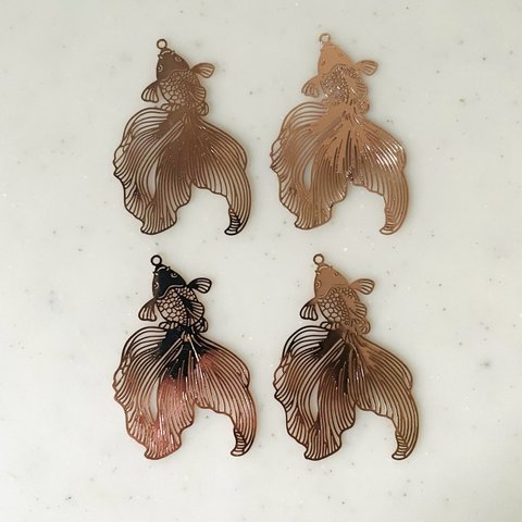 Pink Gold Goldfish Pendant Tops