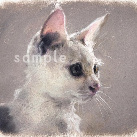 猫の似顔絵 描きます♪︎ 愛猫をアートに♪︎ パステル画(フルカラー・顔のクローズアップ) オーダー制作品