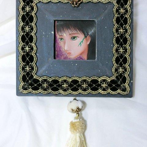 貴方のための絵　"エメラルドの戦士"　幻想絵画　少女　一点物　タッセル　宝石　シブヤ ルリ　Rury Shibuya