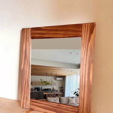 鏡　壁掛け鏡　置き型鏡　ウォルナット