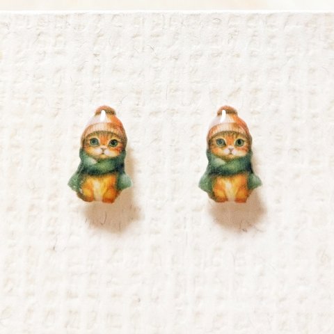 No.1936  冬のネコピアス☆