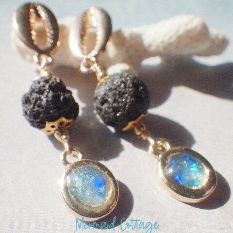 Cowrie Shell Ocean Diffuser Earrings II ☆アロマピアス