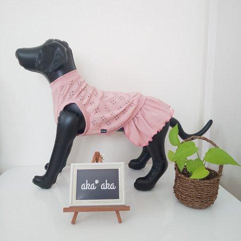 ピンクモチーフワンピ   小型犬 中型犬 コーギー 犬服