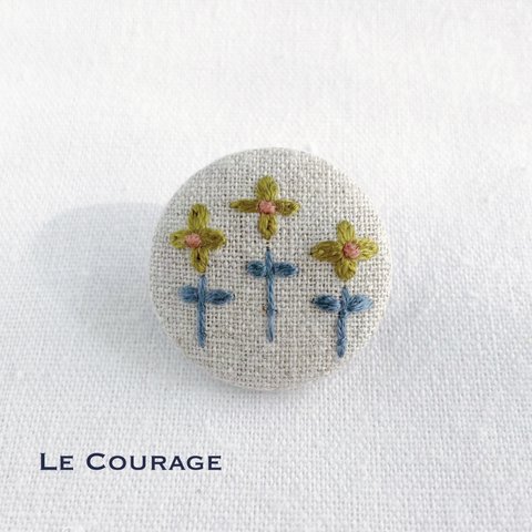 【mini】3本の花の刺繍ブローチ④