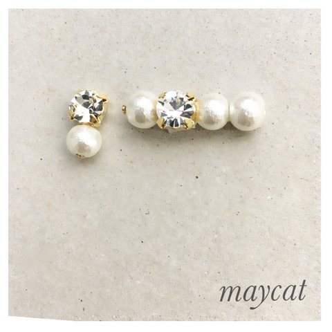 crystal and cotton pearl…イヤリング＊イヤーカフset