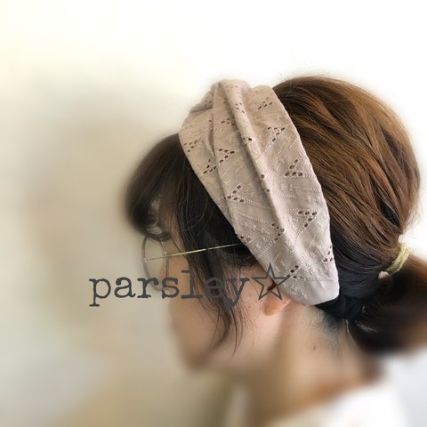 レースのヘアバンド☆ベージュ