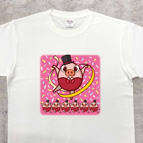 【期間限定SALE】たまごブタのラインダンス　プリントTシャツ