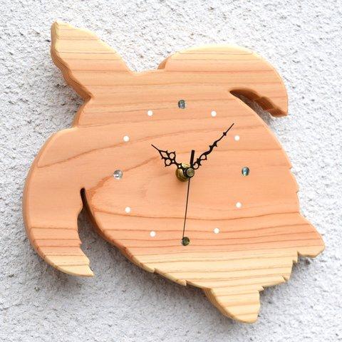 【海の生き物シリーズ】掛時計『ウミガメ』【智頭杉】