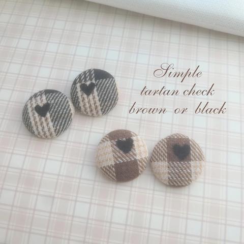 Simple tartancheck  タータンチェック  Clochetteのくるみボタン hairaccessory