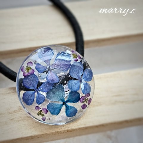 【大】紫陽花～*琉球ガラス ヘアゴムmarry.c's handmadeaccessory