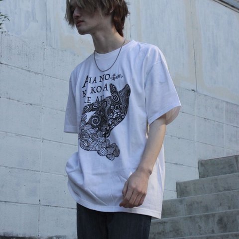 ハワイアンTシャツ クジラ頭　男女兼用　［白］