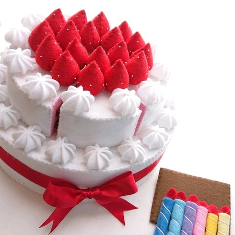 ２段ホールケーキ  お誕生日ケーキ  フェルトケーキ