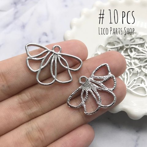 10個 ＊ silver ＊ Flower chiffon charm