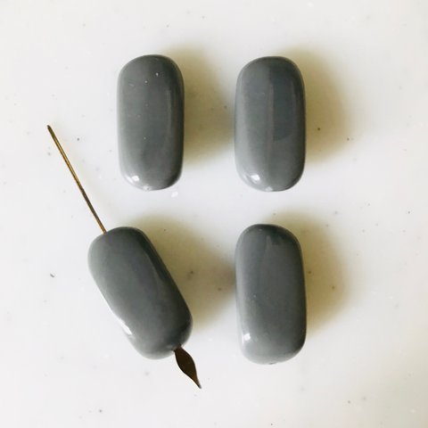Grey Pinched Nugget Beads