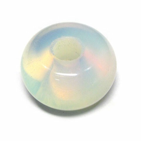 大穴ビーズ シンセティックオパール ナゲット 約30×17mm 約7mm穴 【1個】 ハンドメイド 6001827