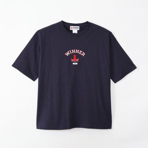 TWT-002カレッジウイナー刺繍ビッグシルエットTシャツ(ネイビー)